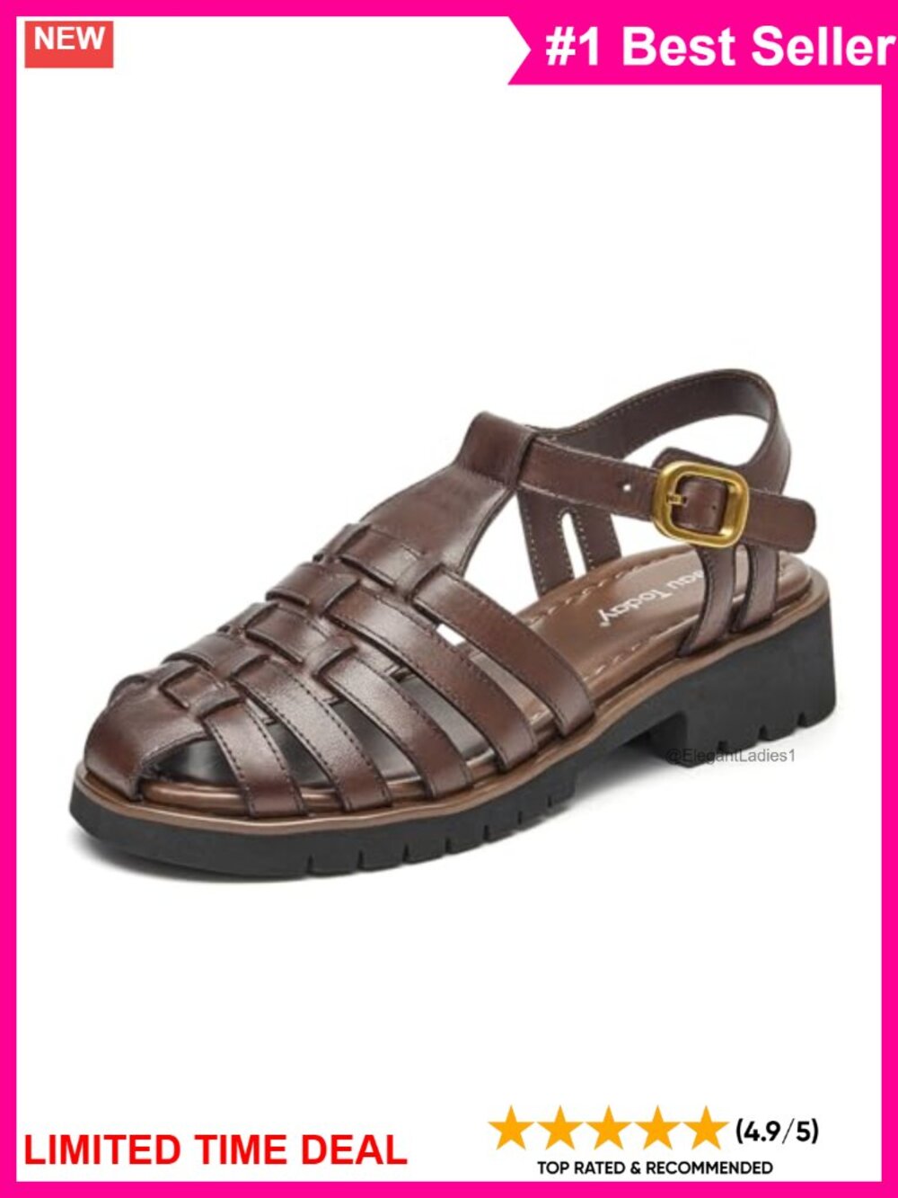 Platform Fisherman Sandals Chunky Gladiator Closed Toe Leather Adjustable Buckle